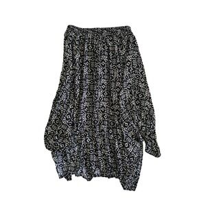 Hollister Womens Black White Geometric Tribal Sharkbite‎ Hem Midi Skirt Small